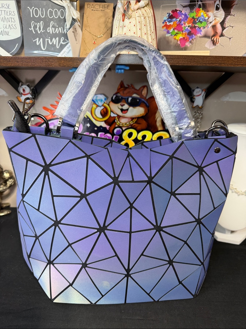 Harlermoon PurseGeometric Holographic-Purple